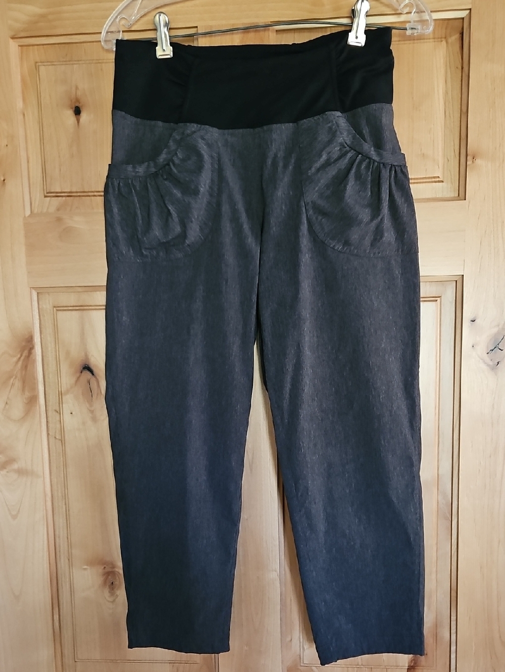 Prana Nemesis Charcoal Gray Cropped Performance Pants with Black Waistband